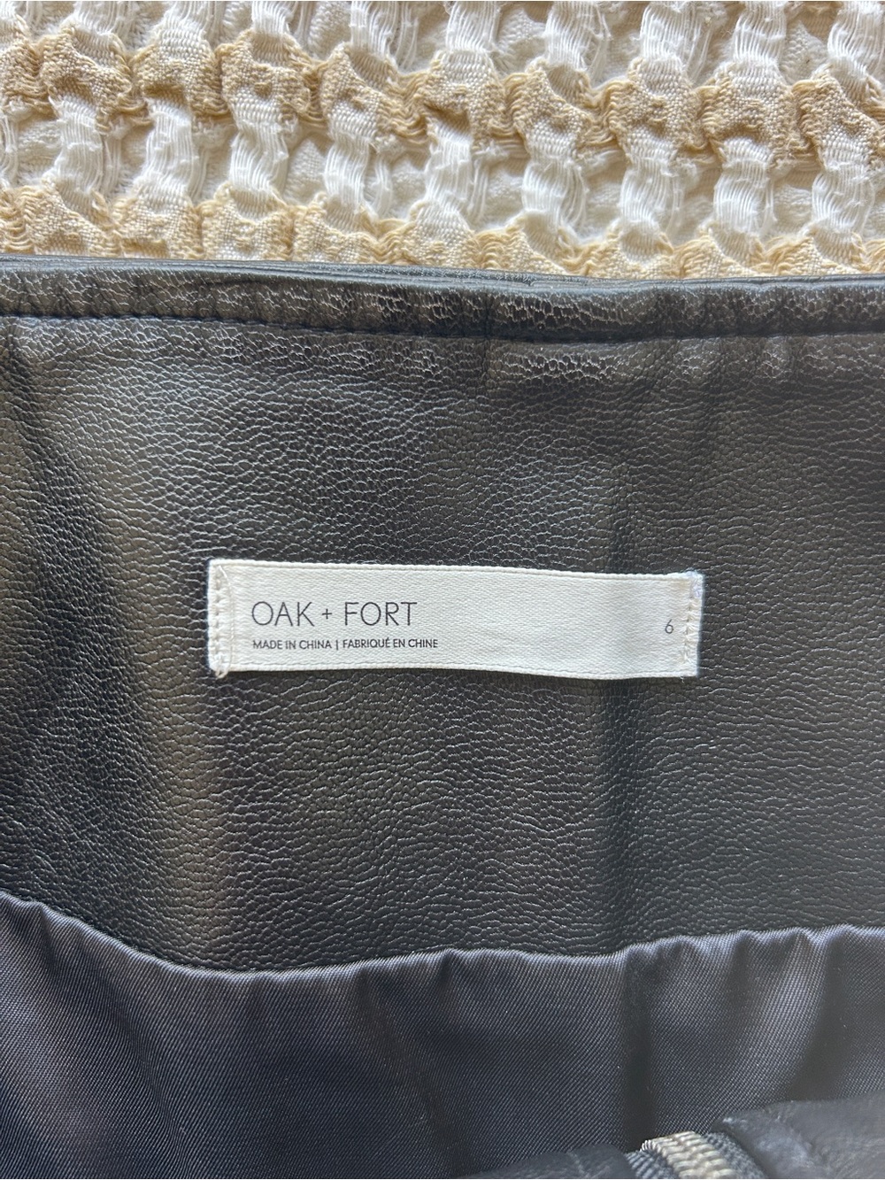 OAK + FORT Vegan Leather Mini Skirt in Black Like New - Picture 4 of 5